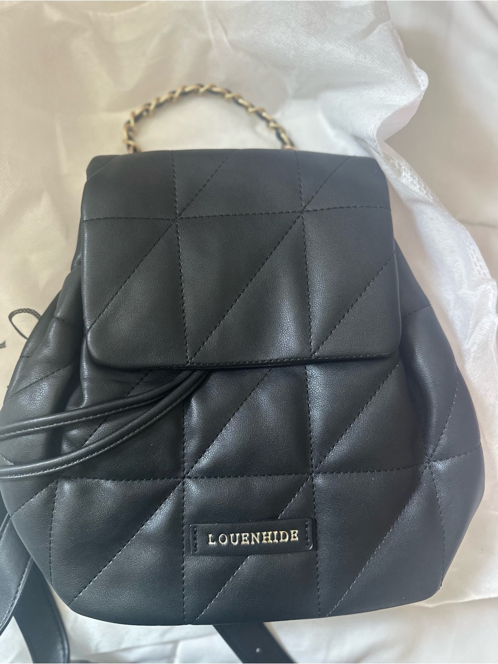 Black leather backpack